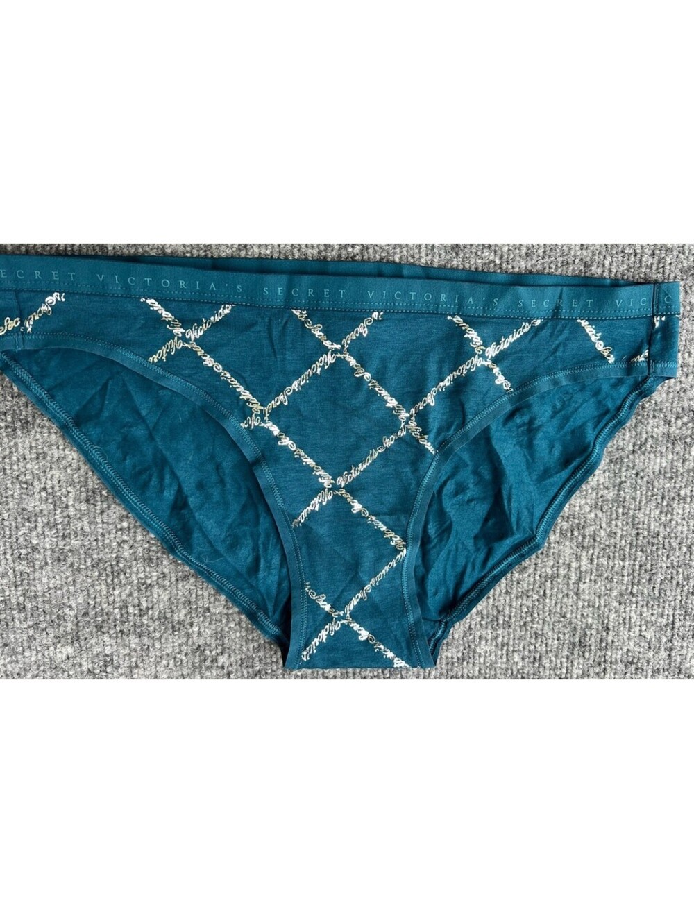 NWOT! Victoria's Secret Cotton Lingerie Blue Silver Logo Panties M.